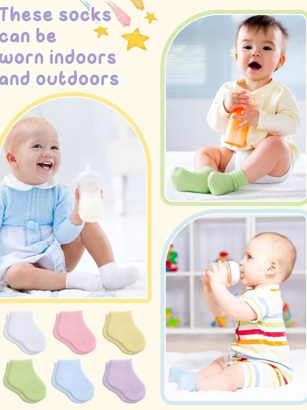 60 Pairs Unisex Cotton Newborn Baby Socks - Soft Infant Anklets, Bulk Set